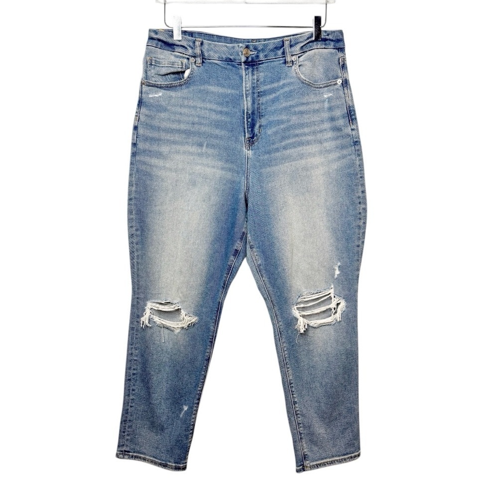 American Eagle Curvy Mom Stretch Women’s High Rise Medium Wash Jeans Sz 14 Short